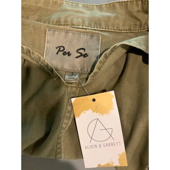 Per Se Army Green Chino Military Zip-Up Cotton Jacket, Size Small - Picture 5 of 5